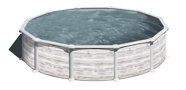 vente à bas prix Castorama Piscine Acier Aspect Bois Gré Groenland ø5,70 X H.1,32 M 1