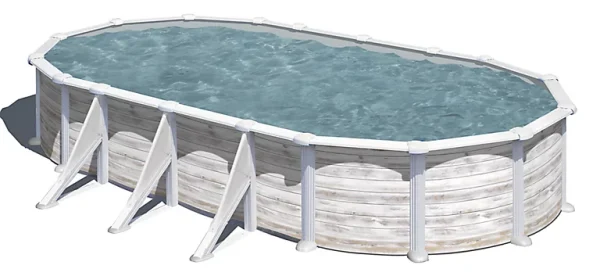 marque pas cher Castorama Piscine Acier Aspect Bois Gré Groenland 7,44 X 3,99 X H.1,32 M 1