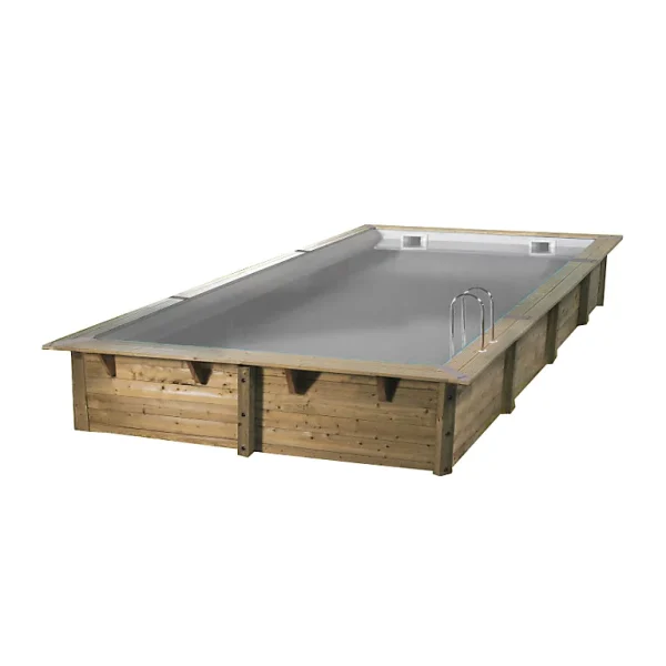 site officiel Castorama Piscine Bois Rectangulaire Ibiza Liner Gris 3,5 X 6,5 X H.1,4 M 1