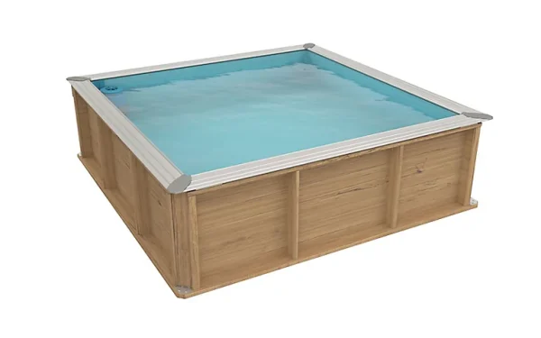 Castorama Piscine Hors Sol Bois Carrée Pistoche 2 X 2 X H.0,64 M + Couverture De Sécurité Automatique aux meilleurs prix 1