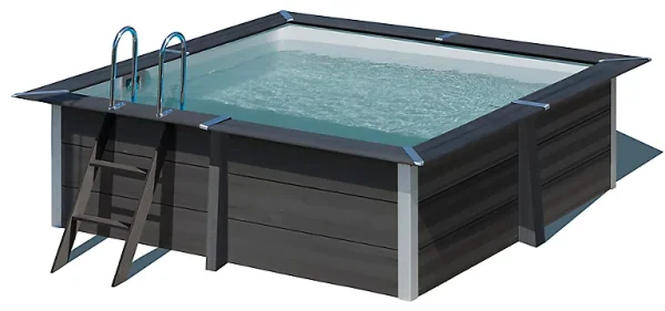 site pas cher Castorama Piscine Hors Sol Composite Gris Carrée Gré 3,26 X 3,26 X H.0,96 M 1