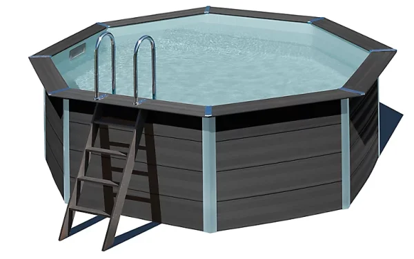 shopping pas cher Castorama Piscine Hors Sol Composite Gris Gré ø4,10 X H.1,24 M 1