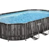 magasin Castorama Piscine Hors Sol Tubulaire Effet Bois Ovale Bestway Power Steel 6,10 X 3,66 M 5