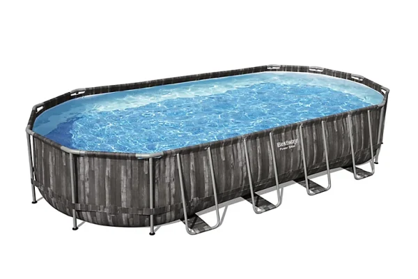 Castorama Piscine Hors Sol Tubulaire Effet Bois Ovale Bestway Power Steel 7,32 X 3,66 M pas cher en vente 1