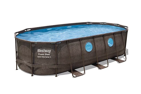 online boutique Castorama Piscine Hors Sol Tubulaire Effet Bois Ovale Bestway Power Steel Swim Vista 5,49 X 2,74 M 1