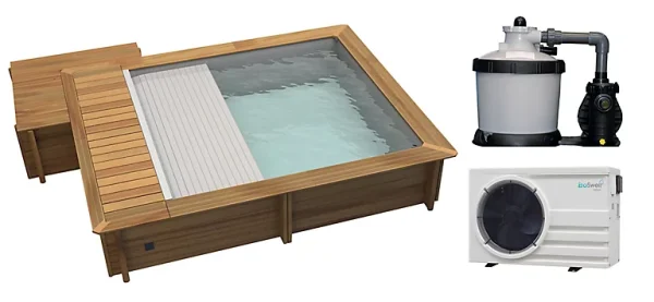 dernière tendance Castorama Piscine Urbaine Mypool 4,20 X 3,50 X H.1,33 M + Couverture Automatique Et Coffre Bois 1